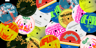 brightly colored LP art